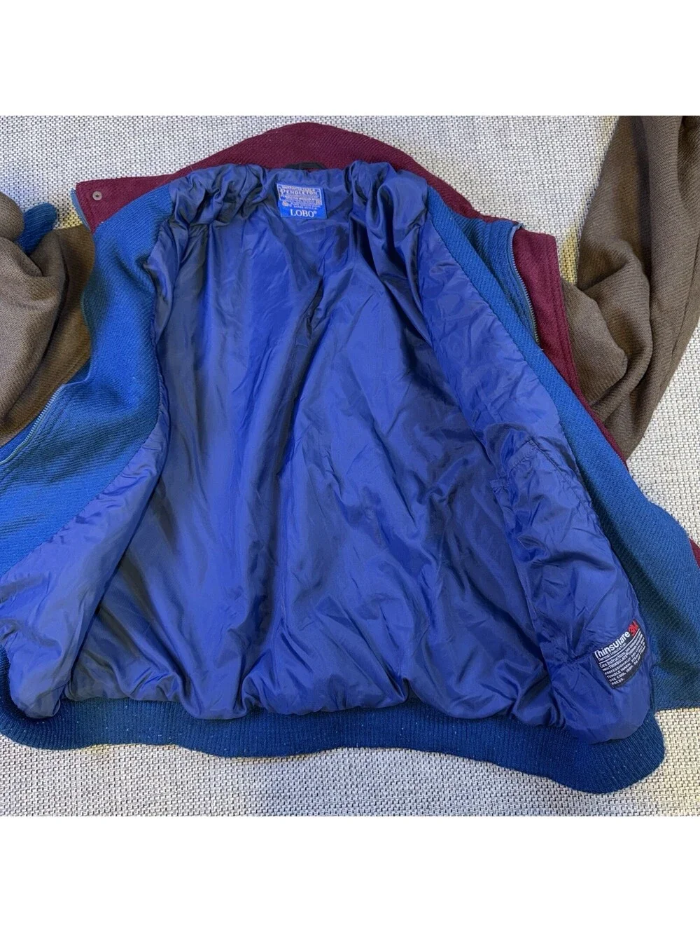 Vintage Pendleton Lobo Wool Bomber Jacket Mens XL Blue Brown Vintage Thinsulate